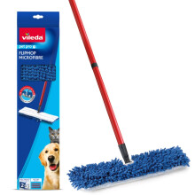 Vileda Pet Pro Microfibre Flip Mop,Captures up to 3x more pet hair, 2-sided mop pad for versatile cleaning,Suitable for dry and wet cleaning Ergonomi