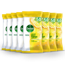 Dettol Antibacterial Wipes, Citrus, Total of 400 Wipes (8 Packs X 50), Biodegradable Wipes, Cleaning Wipes, Disinfectant Wipes, Surface Wipes, Antiba