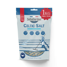 Seba Garden Celtic Sea Salt Grey, 1kg, Award-winner Salt, Certificated Organic Reseallable Bag of Grey Sea Salt, Hand Harvested, Contains Over 82 Ess