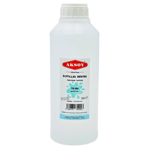 Aksoy Distilled Water 1.5L - Deionized & Demineralized 1
