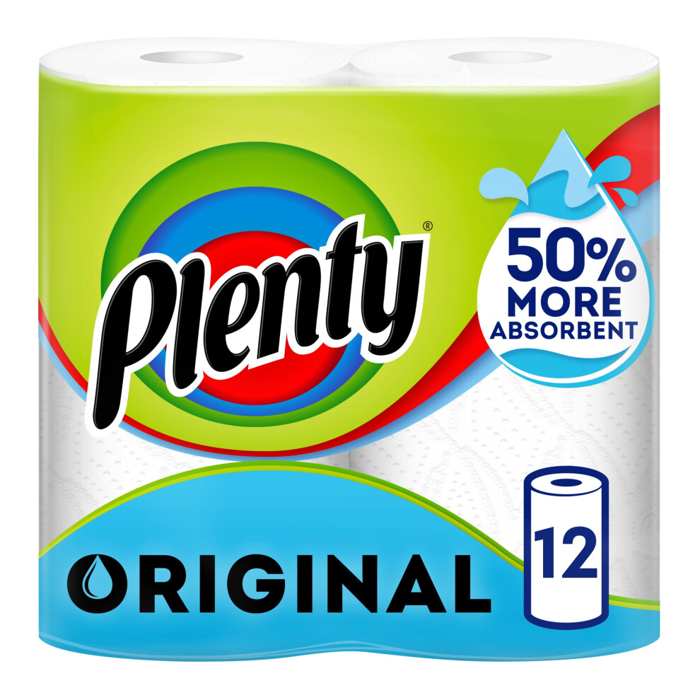 Plenty Original Kitchen Roll, 12 Rolls, Kitchen Towel, Kitchen Tissue