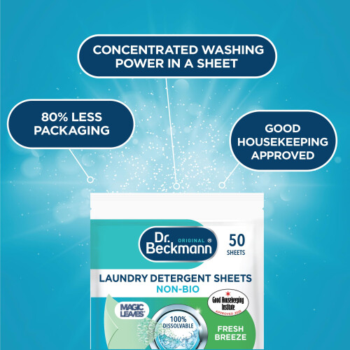 Dr. Beckmann Laundry Detergent Sheets NON-BIO SPRING FRESH Pre-dosed 50 sheets 2
