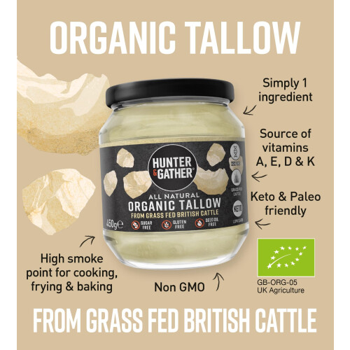 Hunter  Gather Organic Beef Tallow from Grass Fed British Cows 450g  Gluten 2