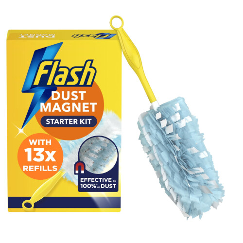 Flash Flash Duster Dust Magnet Starter Kit 1 Handle  13 Refills Trap  Lock Away D