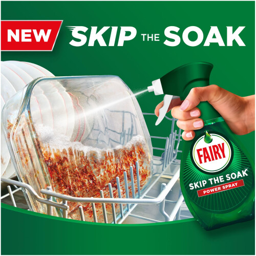 Fairy Fairy Skip the Soak Dish Spray Kit Lemon, Trigger + 4x500ml Refill. 100% Grease 2