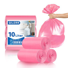 QILERR Bin Bags 10l Extra Thick Bathroom Bin Liners 69 Count Pink