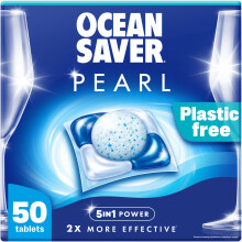 OceanSaver Pearl 5-in-1 Power Eco-Friendly Dishwasher Tablets - Pack of 50 | All-in-One Non-Toxic & Plastic Free Dish Washing Tablets for Sustainable