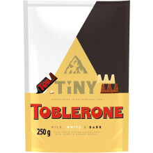 Toblerone Tiny's Milk, White & Dark Chocolates with Honey & Almond Nougat, Christmas Treat for Stockings, Gifting, or Sharing 250 g (Pack of 1)