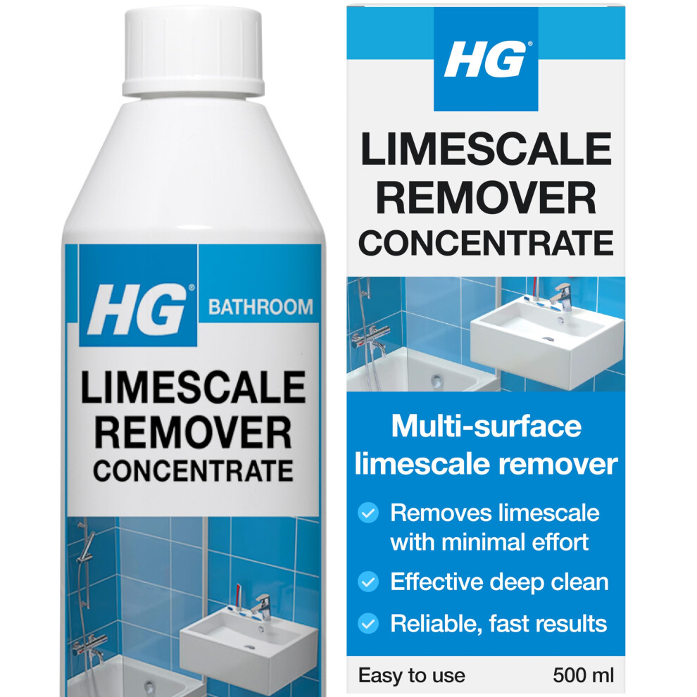 Hg Limescale Remover Concentrate, Sink, Tap, Glass & Toilet Cleaner, Bathroom Descaler – 500Ml