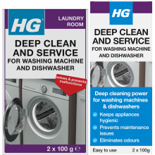 HG Deep Clean & Service | Cleans Washing Machines & Dishwashers | 2 x 100g