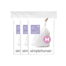 simplehuman CW0261 code M Custom Fit Bin Liner, White Plastic