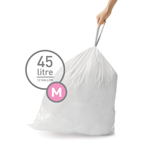 simplehuman CW0261 code M Custom Fit Bin Liner Bulk Pack, White Plastic (3 Pack of 20, Total 60 Liners) 2