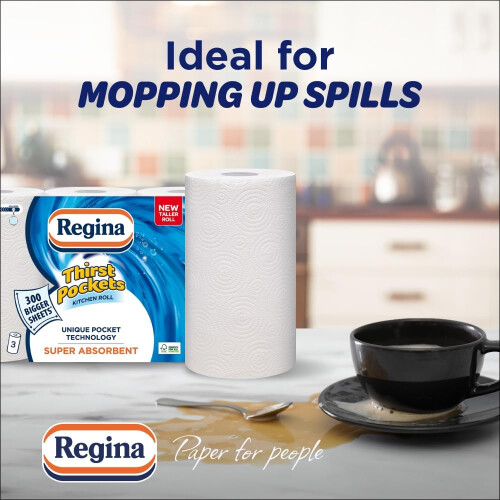 Regina Regina Thirst Pockets Kitchen Roll  12 Rolls 1200 Super Absorbent Sheets Un 2