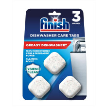 Finish, Dishwasher Cleaner, in-Wash Tablets, 3 Tabs, Cleans Hidden Parts, 100 Percent More Grease Removal Actives Than Detergent Alone