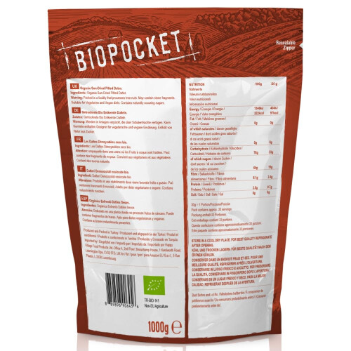 Biopocket Organic Dried Pitted Dates 1000 g 1