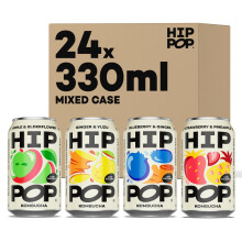 Hip Pop Kombucha, Mixed Flavour Case, Low Calorie, 100% Natural, Vegan, Branding of Cans May Vary, 24 x 330 ml