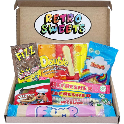 Retro Sweets Gift Box. Packed with Sweet. Hamper Letterbox Gift for