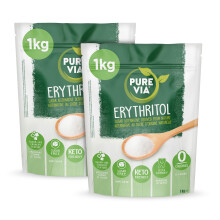 Pure Via Erythritol 2 X 1kg Pack, Zero Calorie & Keto Friendly Sugar Alternative, Non-GMO Certified
