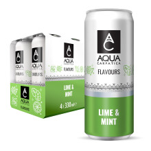 AQUA Carpatica Sparkling Flavours Lime & Mint 330ml x 4 - Natural Fruit Juice Infused Sparkling Water, No Added Sugar, Naturally Alkaline