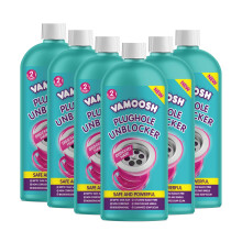 Vamoosh Plughole Unblocker, Drain Unblocker Bathroom - Dissolves Hair, Bleach-Free Bathroom Sink Unclogger, Septic Tank Safe, Fast Acting, Safe & Pow