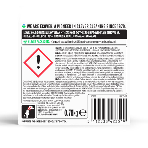 Ecover Ecover Power Dishwasher Tablets, All - In 1