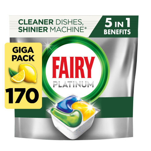 Fairy Fairy Platinum All In One Dishwasher Tablets, Lemon, 170 Tablets, For