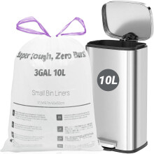 OKKEAI 10l Bin Liners 64 Drawstring Bin Bags for Bathroom/Bedroom