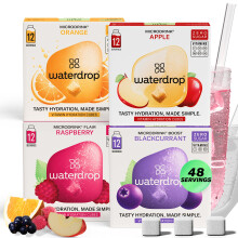 waterdrop Microdrink Classic Fruit Mix Set - 48 Water Flavouring Hydration Tablets, Flavoured Water Cubes in Orange, Apple, Raspberry & Blackcurrant