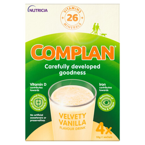 Complan Complan Velvety Vanilla Nutritional Drink Sachets, 4 x 55g (Pack 4) 1