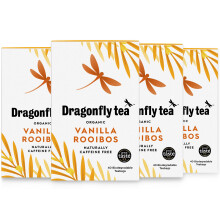 Dragonfly Organic Vanilla Rooibos Tea Bags, Pack of 4 x 40 (160 Teabags) Herbal Tea Bags, Caffeine-Free, Redbush Teabags, Biodegradable, Red Bush