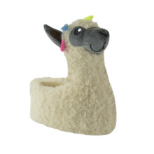 (11-12 UK Child, Beige) Girls Llama Slippers