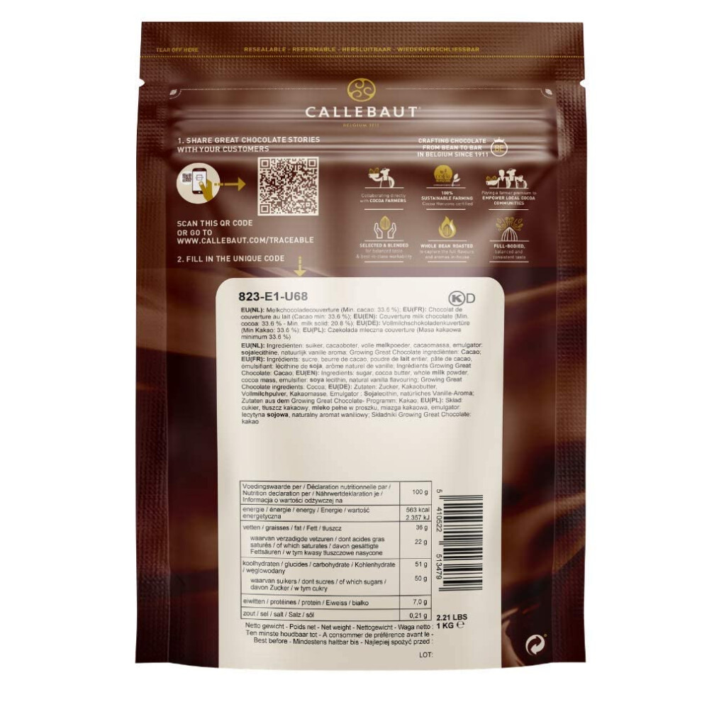 Callebaut 823 Finest Belgian Milk Chocolate Couverture Callets 336 Coc