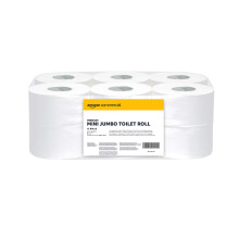 AmazonCommercial Mini Jumbo Toilet Roll, 2-ply Premium, 12 Rolls (1 pack), 557 Sheets per Roll, Sheet Size: 30.5 x 9 cm, T2 Dispenser Compatible