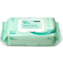 WhyWorry Wet Wipes for Adults, Extra Large 20x30 cm Body Cleaning Wipes for Elderly Care & Incontinence Cleansing, Extra Thick Adult Washcloths Dispo