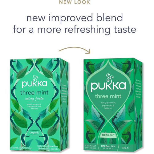Pukka Herbs Three Mint Organic Herbal Tea - 40 Plant Based Biodegradable 2