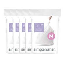 simplehuman Code M 100 Liners, 50% Recycled Custom Fit Bin Bags in
