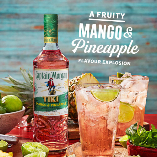 Captain Morgan Tiki Pineapple  Mango  25 vol  70cl  Rum Based Spirit  Shape 1