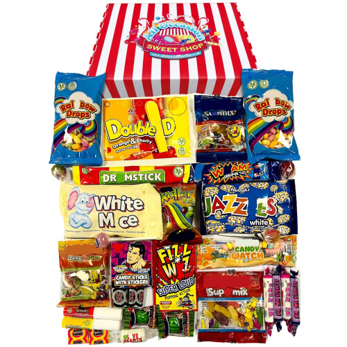 Retro Sweets Gift Box: Candy Striped Old Fashioned Sweets Selection Hamper: Birt