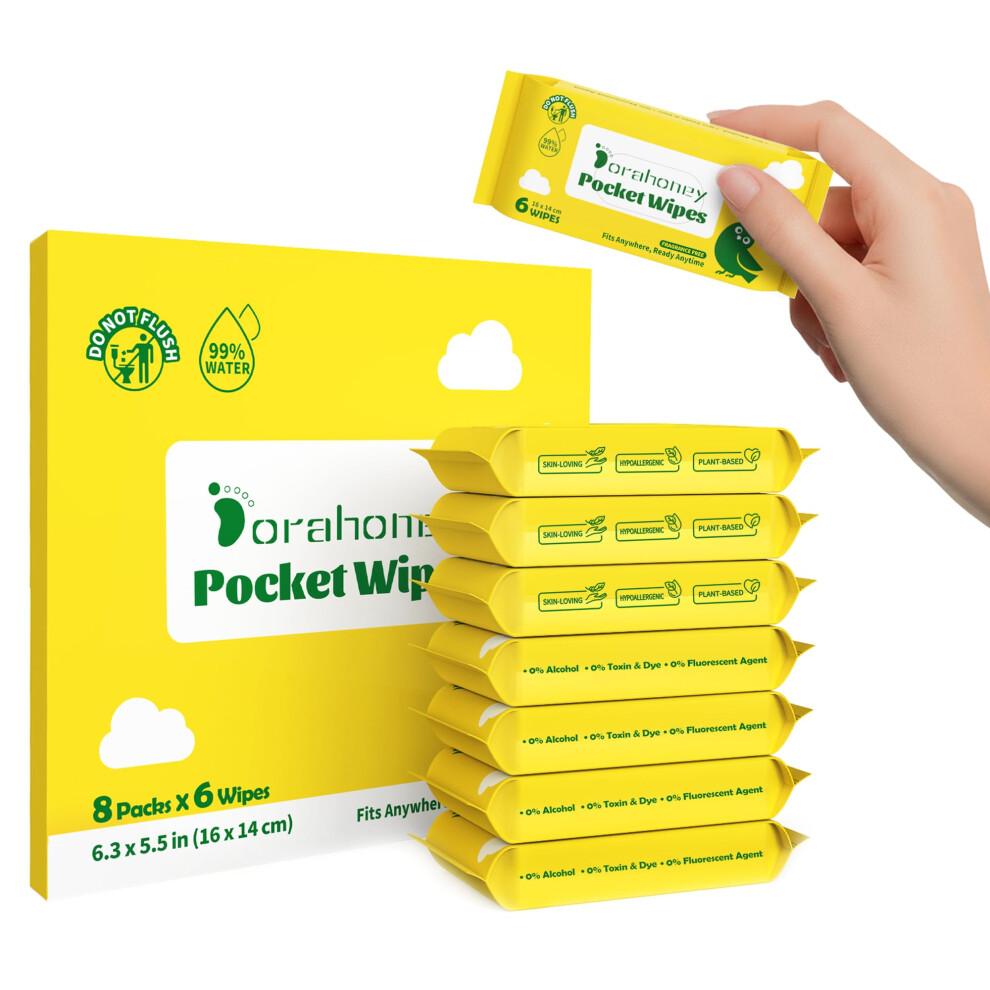 Dorahoney Mini Wet Wipes Travel Size, Sensitive Fragrance Free Travel Wipes, 99%