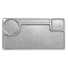 Plateau à Café Vintage en Acier Inoxydable pour Boissons, Thé, Dessert, 4 Compartiments