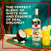BACARDÍ Coconut, 27% ABV, 70cl / 700 ml, White Rum Blended with Real Coconut Essence, For Easy Tropical Cocktails and Mixing Piña Colada