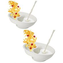 Tigela de Cereal Dividida, Tigelas Reutilizáveis para Lanches e Molhos para Iogurte, Leite, Frutas Vermelhas, Batatas Fritas, Ketchup Branco