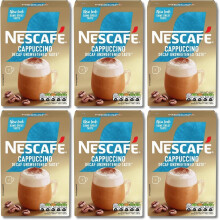NESCAFÉ Cappuccino Decaffeinated Unsweetened Coffee Sachets x7 (Pack of 6, Total