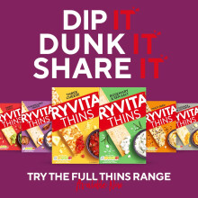 Ryvita Rosemary & Sea Salt Thins | Dipping, Snacking, Sharing | Fibre | Healthy | 6 PACKS of 125g