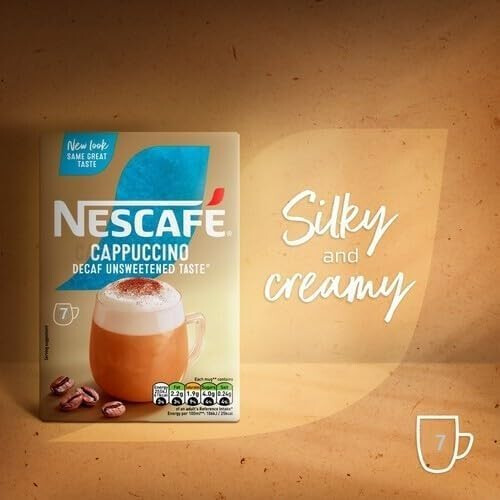 Nescafe NESCAFÉ Cappuccino Decaffeinated Unsweetened Coffee Sachets x7 Pack of