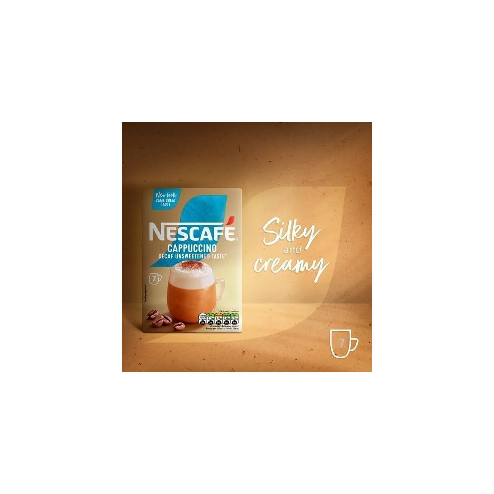 Nescafe Nescafé Cappuccino Decaffeinated Unsweetened Coffee Sachets X7 Pack Of