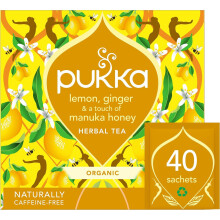 Pukka Herbs Organic Lemon, Ginger & Manuka Honey Herbal Tea Box