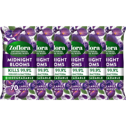 Zoflora Zoflora Midnight Blooms Large Biodegradeable Wipes, Antibacterial
