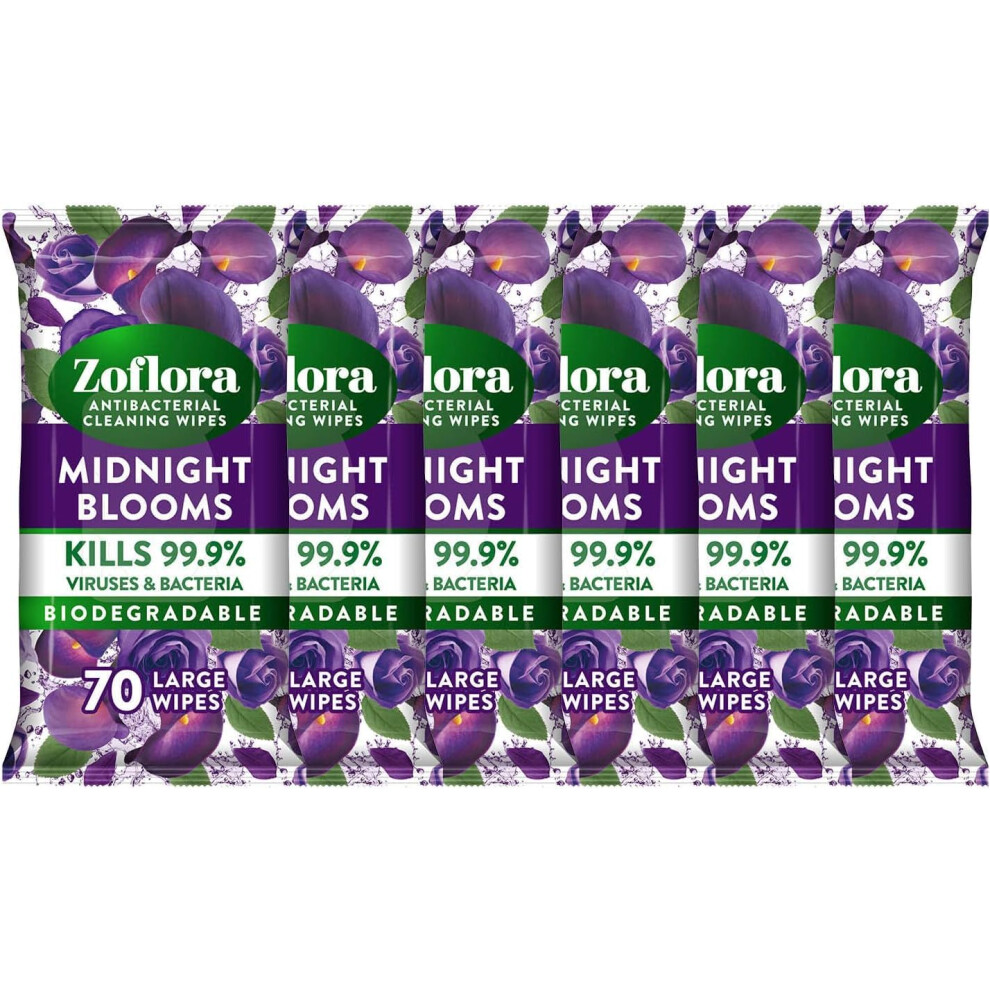 Zoflora Midnight Blooms Large Biodegradeable Wipes, Antibacterial