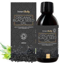 Black Seed Oil Organic Cold Pressed – Up to 5X Strength Thymoquinone | Gold Standard Pure Virgin Nigella Sativa (Black Cumin, Kalonji) | 200ml | Inn